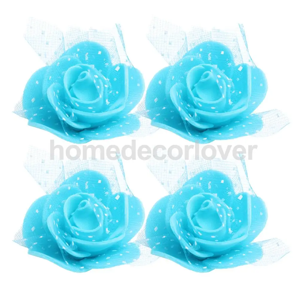 50 Pieces Many Color Mini Artificial Foam Mesh Rose Flower Heads Embellishment for Wedding Crafts 4cm