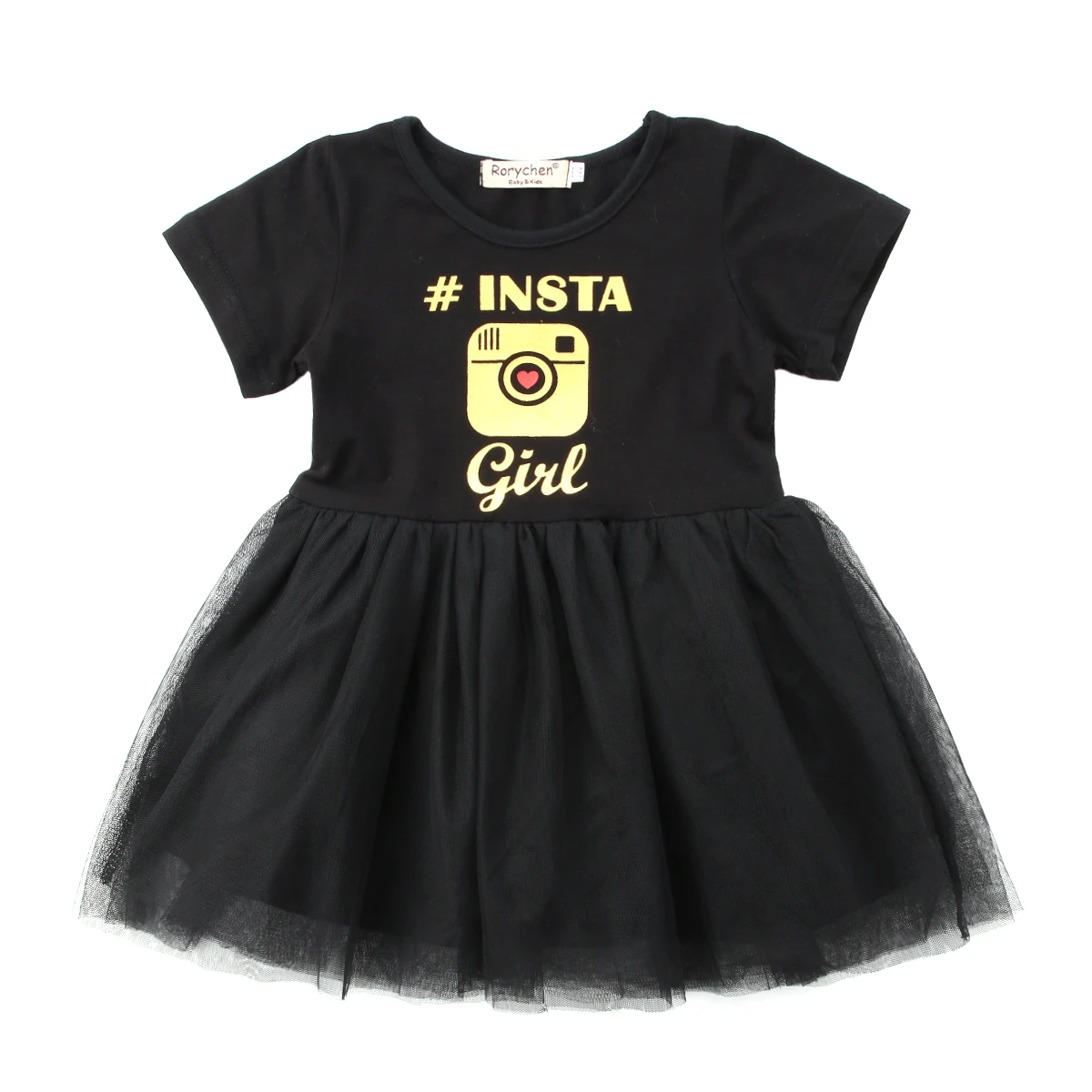 

2018 Toddler Kid Baby Girls Camera Princess Black Dress Party Wedding Tulle Tutu Dress Patchwork Clothing