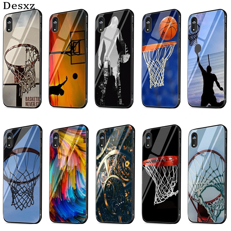 

Cell Phone Case Glass Baloncesto For iPhone X XR XS Max 6 6s 7 8 Plus 5 5S SE Cover