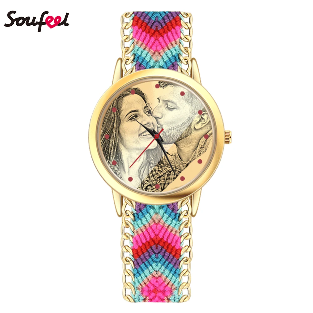 

SOUFEEL Pink Watches Personalized Picture Gift for Her Unique Engraving Photo Fashion Watch Fast Shipping