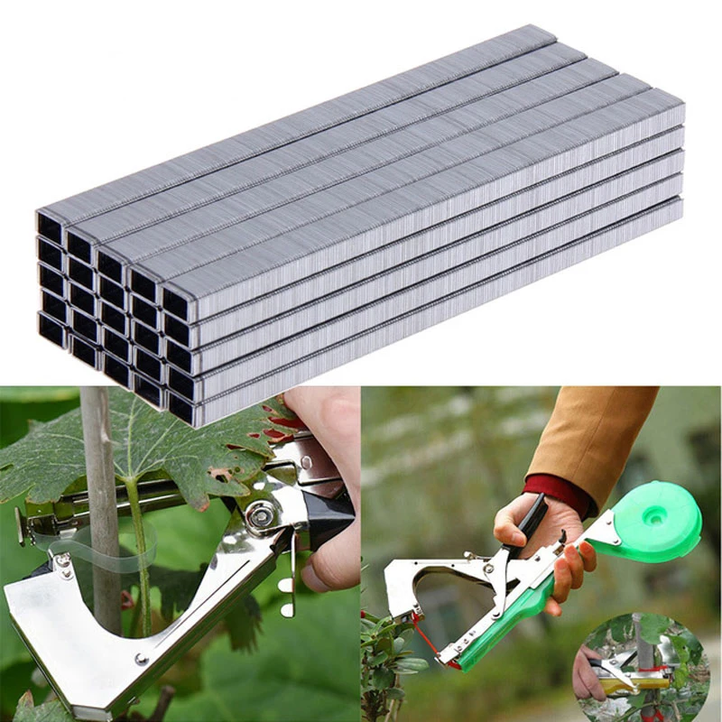 10000pcs Tapetool Tapener Tying Staple pin Nail Tape Tool fruit tree Secateurs Machine Pack Plant Garden Trunk Connect 604c