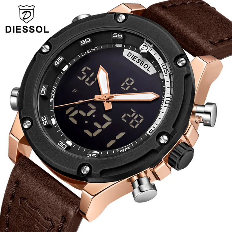 

DIESSOL Luxury Brand Men Watch Fashion Sports Watches Men's Waterproof Quartz Clock Man Business Leather Wrist Watch