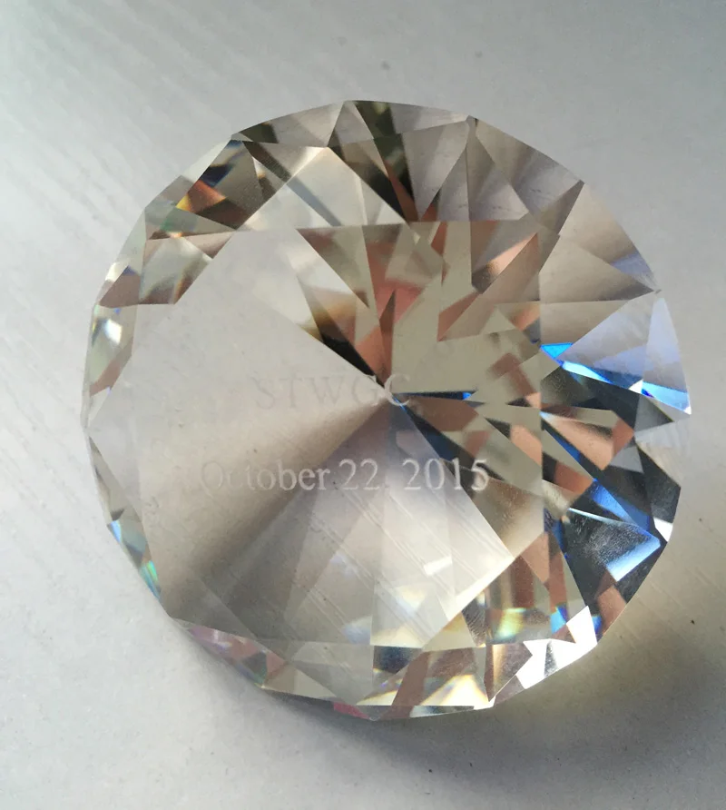 60mm Clear glass diamond large red gems Crystal Diamond Paperweight wedding gift crystal