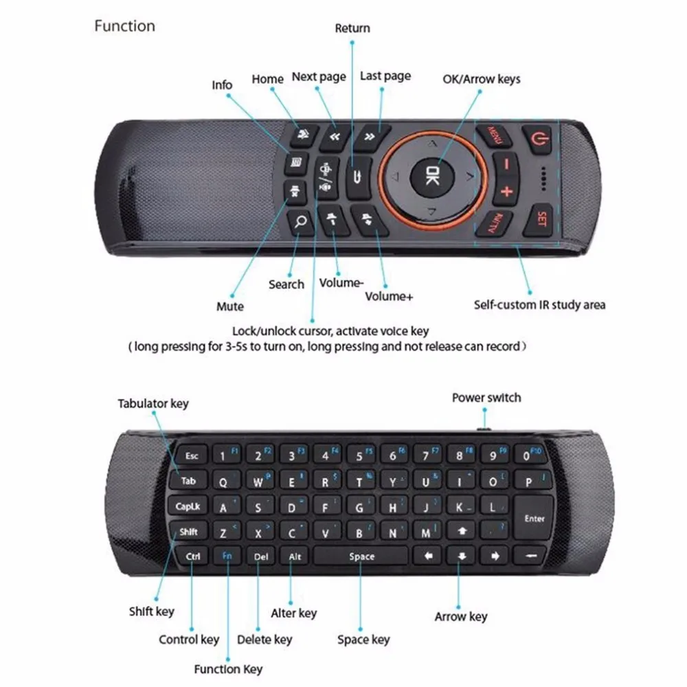 2.4GHz Wireless Learning Keyboard Intelligent Voice Remote Control for Android Smart TV Box PC
