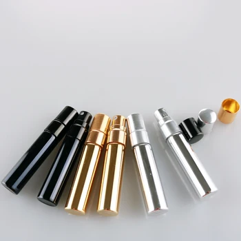 

Wholesale 100Pieces/Lot 5ML UV Parfum Travel Spray Bottle For Perfume Portable Empty Cosmetic Containers With Aluminium Spray