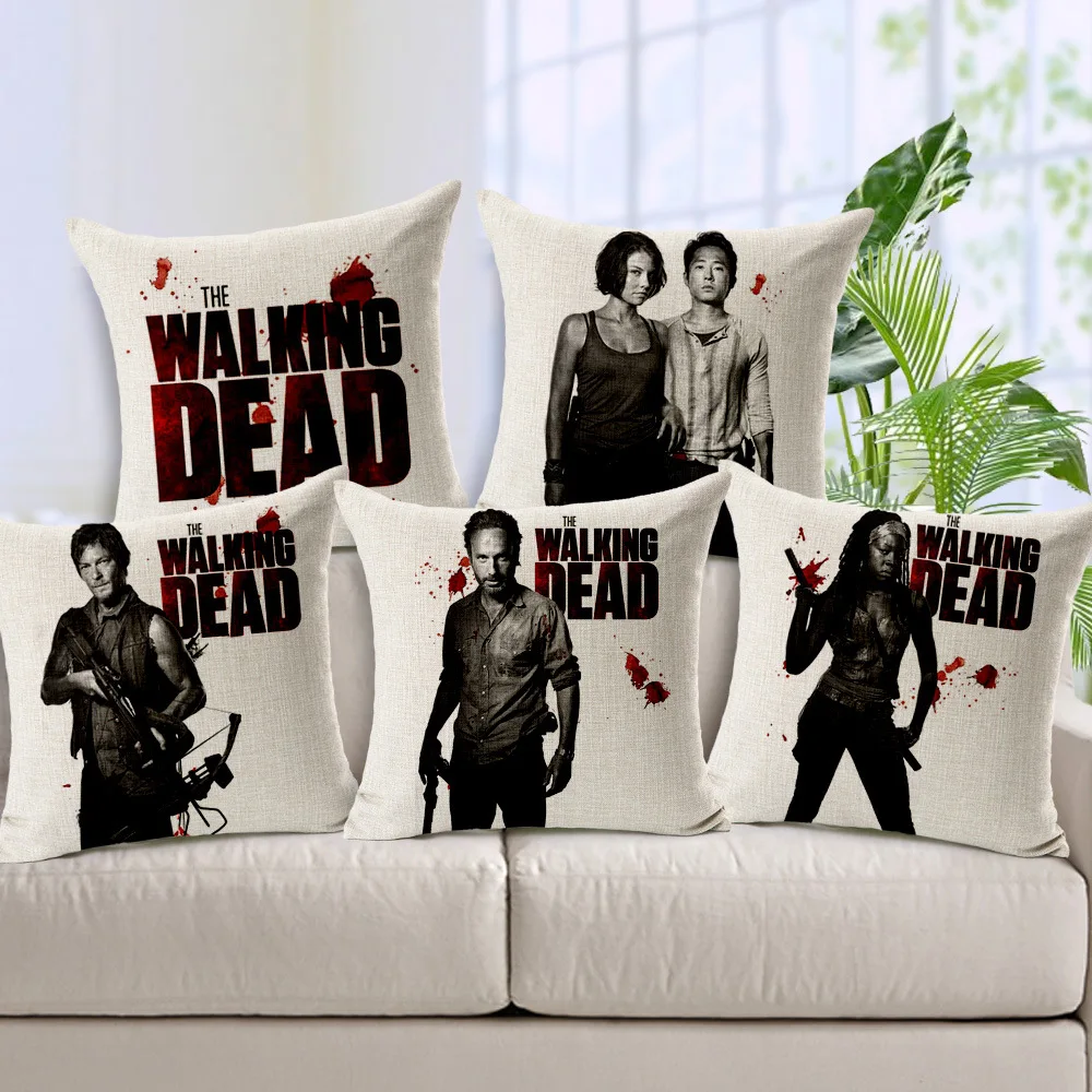 

American TV Series Walking Dead Pillow Case Rick Jade Darryl Pillow Cover Portrait Print Pillow Case 45X45CM