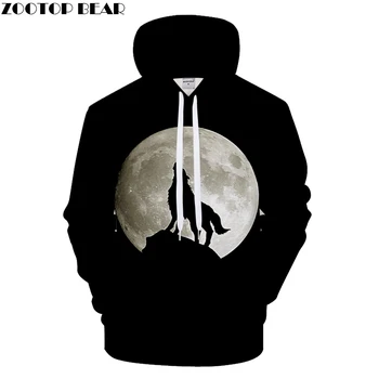 

Black Hoodie 3D Hoodies Men Wolf Sweatshirt Harajuku Hoody Streatwear Tracksuit Brand Coat Pullover Moon Drop Ship ZOOTOPBEAR
