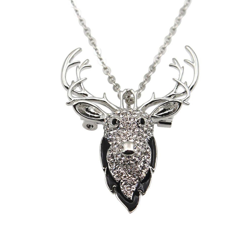 Women Girl Creative Elk Deer Antlers Pendant Necklace Simple Elk White K Chain for Dual Use