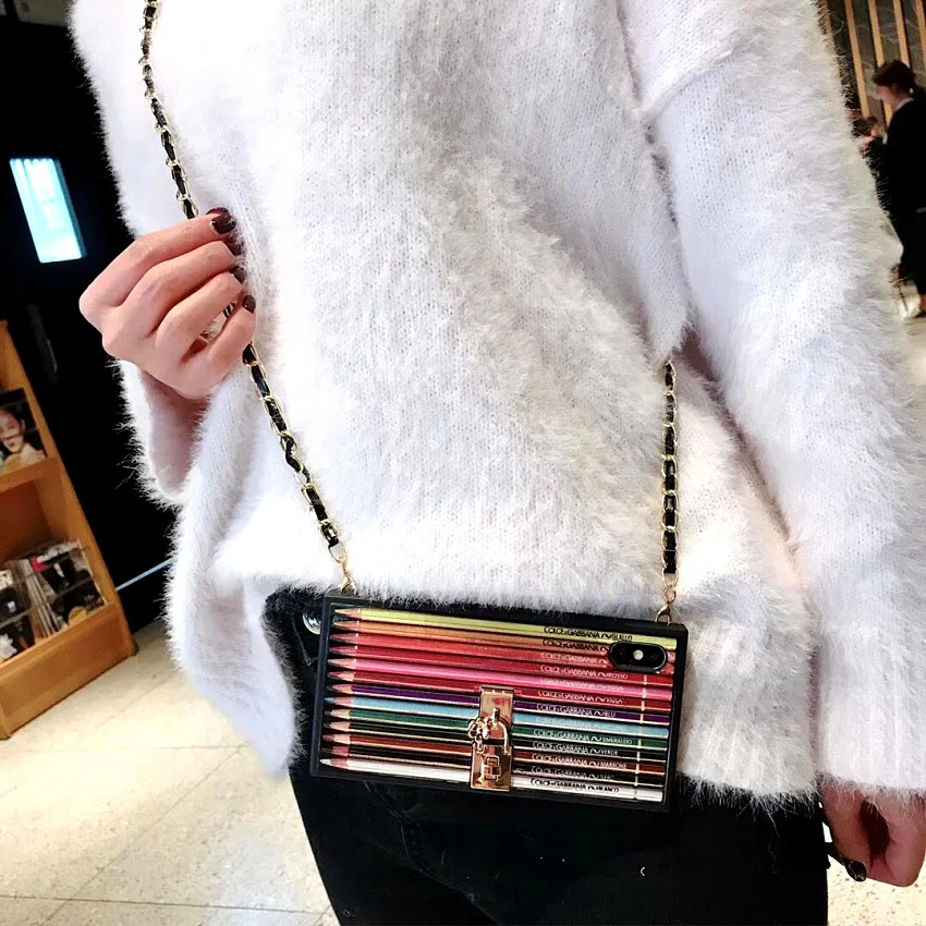 

Fashion Rainbow Shining Square Phone case For iPhone XS XR XS Max X 6 6S 7 8 Plus Hard PC Back Cover Bags Coque Cases