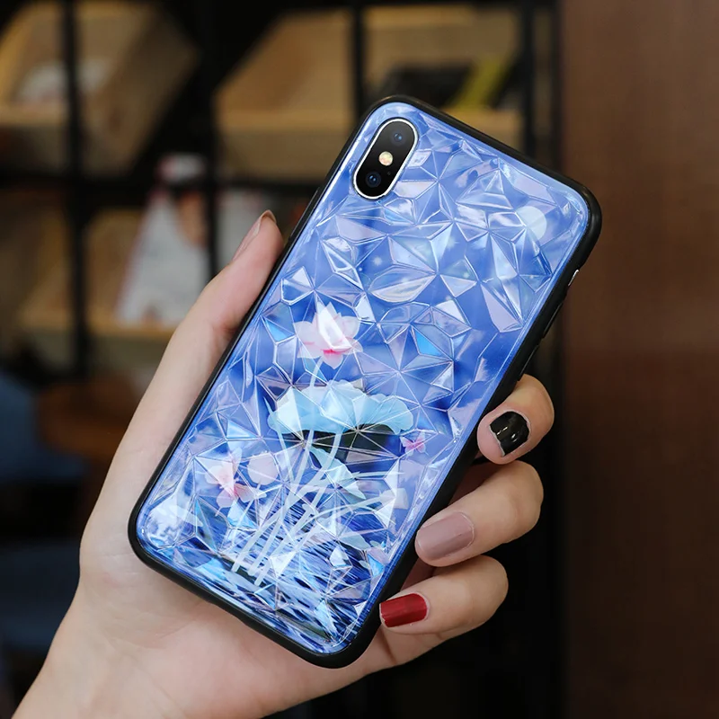 50 шт./партия, мягкий чехол из ТПУ с алмазным цветком+ PC для IPhone X XR XS MAX 7/8 7 PLUS/8 PLUS 6 6 PLUS