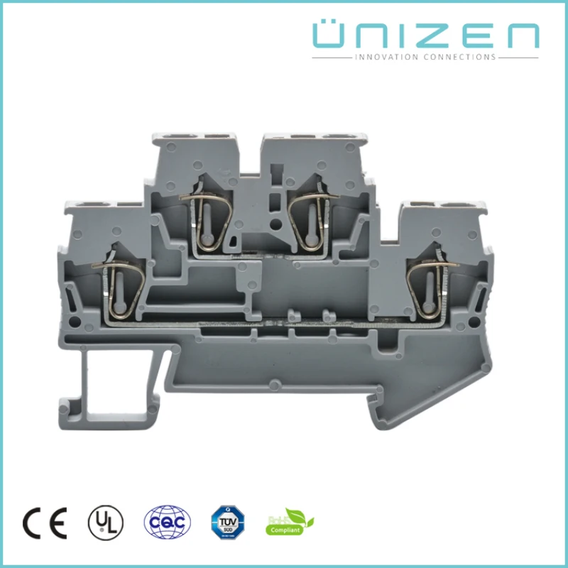 UNIZEN JUT3-2.5/2 37pcs Spring din rail terminal blocks 500V/24A Grey double-deck reihenklemmen Double-layer wiring | Обустройство