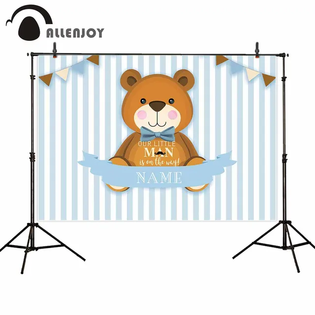 Allenjoy little man party photography backdrops bear tie flag stripe birthday background for photo boy photophone photocall new