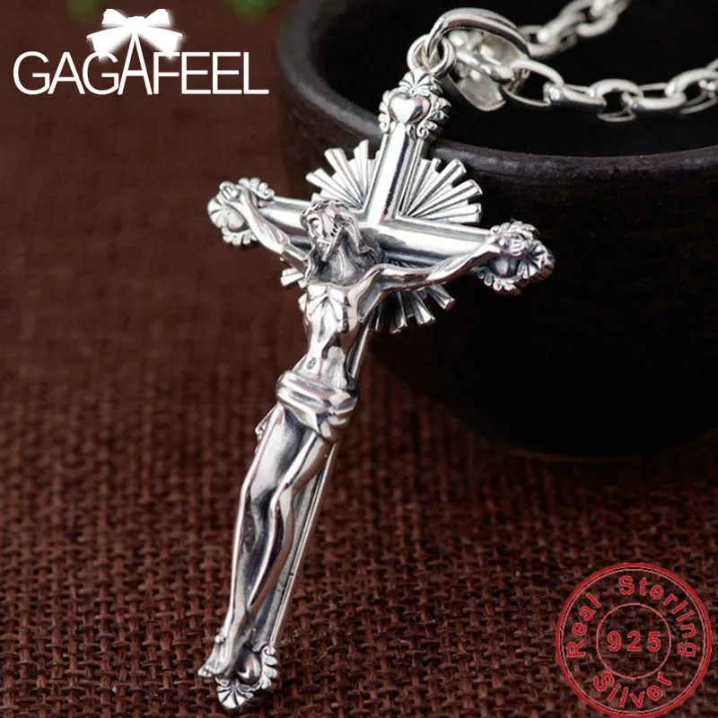 GAGAFEEL Solid подвеска в виде Креста для ожерелья мужчин S925 Стерлинговое серебряное