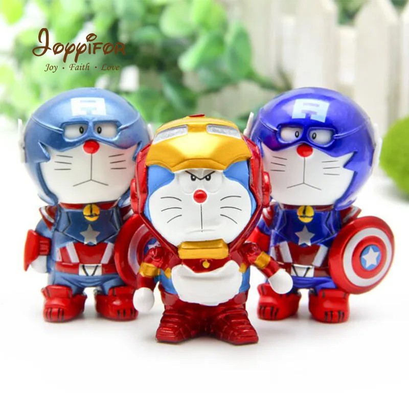 

Joyyifor Mini Action Figure Doraemon COS Captain America Iron Man Cartoon Collection Model Anime Children Toys Christmas Gifts