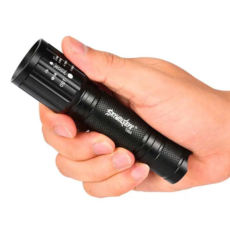 2 x Tactical Flashlight skywolfeye T6 High Powered 5Modes Zoom Aluminum+Battery led flashlight rechargeable fanatic #4S18 (8)