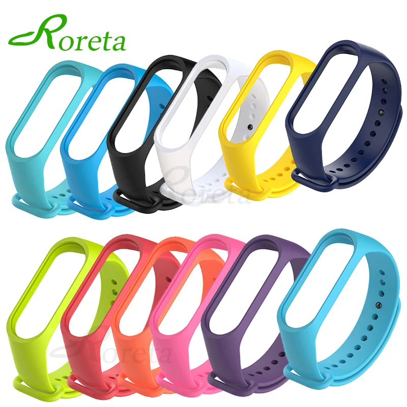 

Roreta Mi Band 3 4 Silicone Strap smart band Accessories Strap For Xiaomi Mi Band 3 4 Colorful Bracelet Wristband pulsera correa