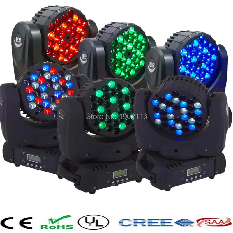 6pcs/lot Professional led beam moving head light RGBW 36x3W led wash moving head lights dj disco led stage lighting chandelier