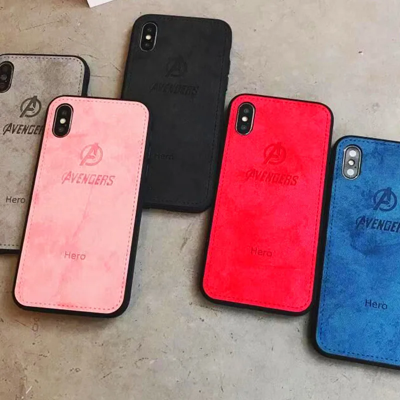 

Luxury Cloth Pattern Phone Cases For iphone 7 8 Plus 6 6S Marvel Avengers Superhero Case Cover For iphone X Xs Max XR Coque Capa