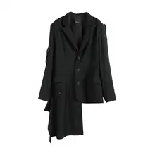 Z-ZOUX Женское пальто необычный черный костюм пальто женское ассиметричное свободное повседневное женское длинное Блейзер Женская куртка винтажное пальто Новинка