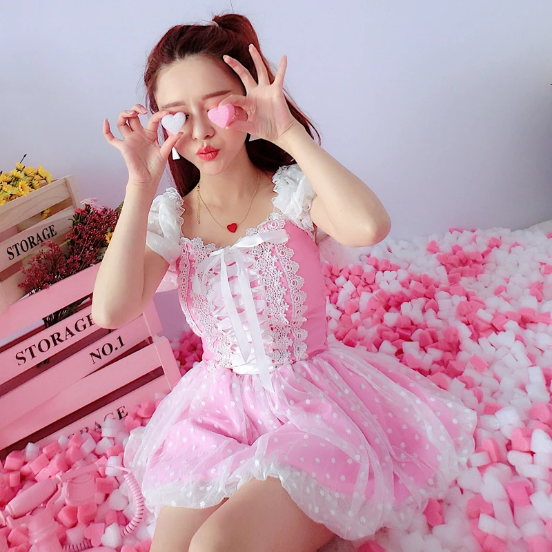 Новые летние розовые лента с принцессами лук тонкий шифон Красивая кукла Kawaii