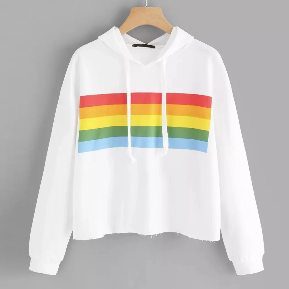 

JAYCOSIN Women Casual Colorful Striped Panel Hoodie Sweatshirt Tops Blouse PH6 oversized hoodie Dropshipping sudaderas