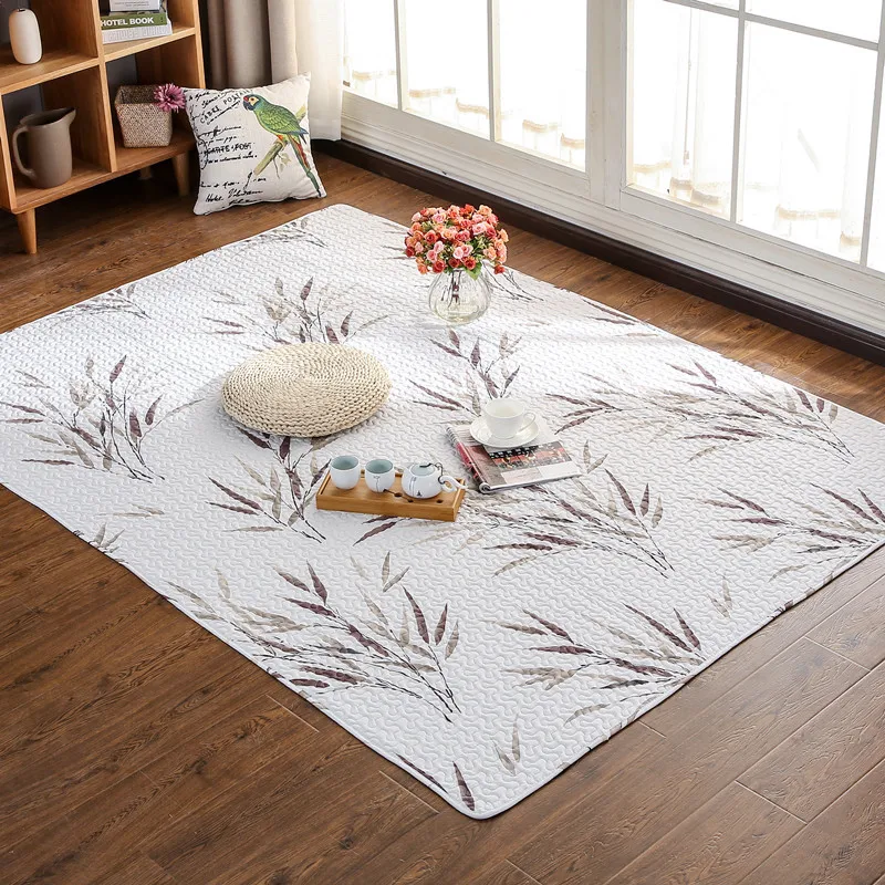 

Nordic Grey White Rugs Carpet Geometric Leaves Soft Cotton Mat Home Decor Living Room Bedroom Children Kids Paly Climbing Pad