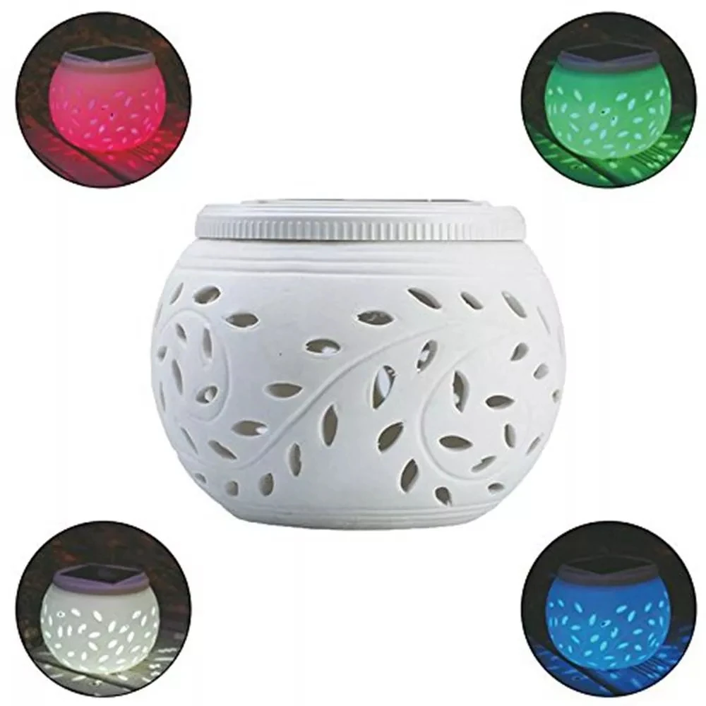 

Led Solar Powered Ceramics lights LED Solar Table Lamp Color Changing Light For Outdoor Garden Decoration