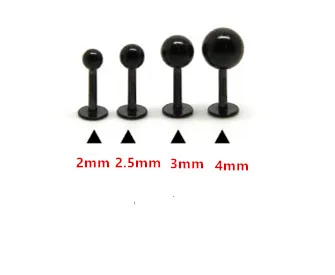 

Lip ring Labret piercing Ear Stud Tragus Ball Plain 316L surgical steel Body piercing Jewelry 100pcs/lot 2.5mm 3mm 4mm Black