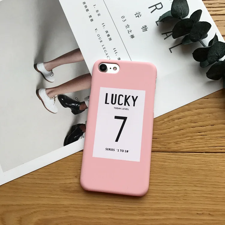 Pink lucky letters Phone case For iphone 7 7 Puls Cases Cute Number 7