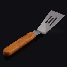 Лопатка из нержавеющей стали для бифстейка с деревянной ручкой плоская лопатка с прорезями для приготовления бифстейка и лопатки для продуктов в западном стиле