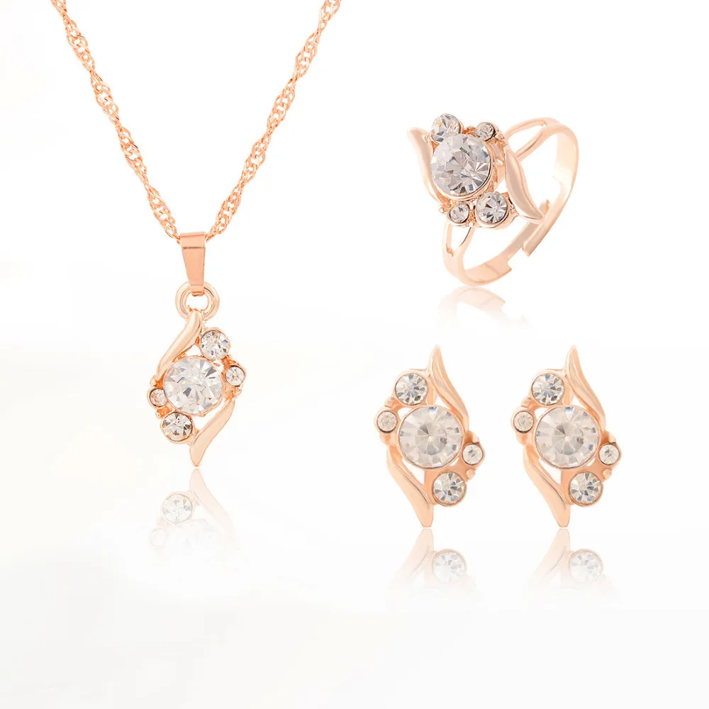 HTB1z1YLGVXXXXbeXVXXq6xXFXXXf 3-Pieces Rhinestone Studded Rose Gold Women Jewelry Gift Set