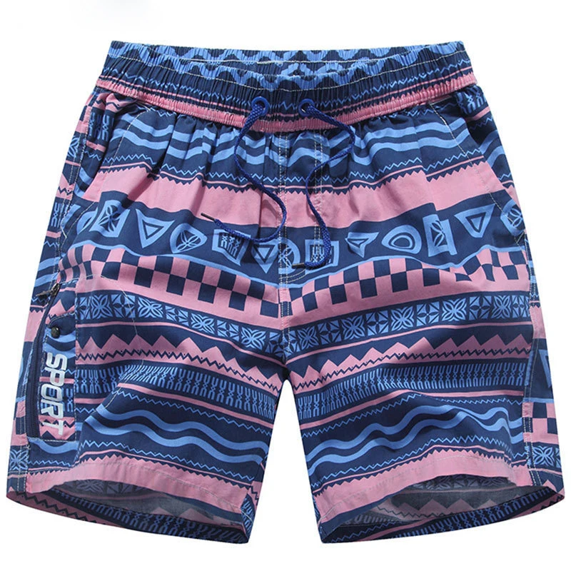 Plus Size 3XL Striped Men's Swimsuit Shorts Summer Board Shorts For Men
