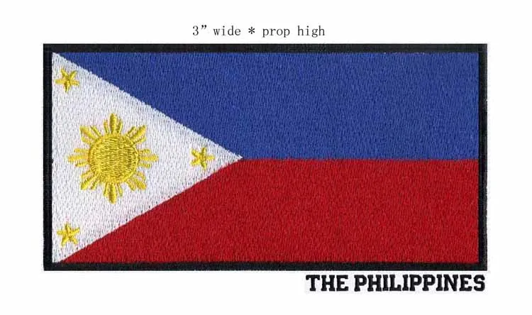 

Philippines 3" wide embroidery flag patch free shipping for stripes/goods for sewing/little yellow flowers