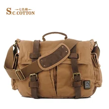 Многофункциональная винтажная холщовая кожаная деловая сумка-тоут дорожная сумка через плечо сумка-мессенджер видео Портативный чехол для переноски