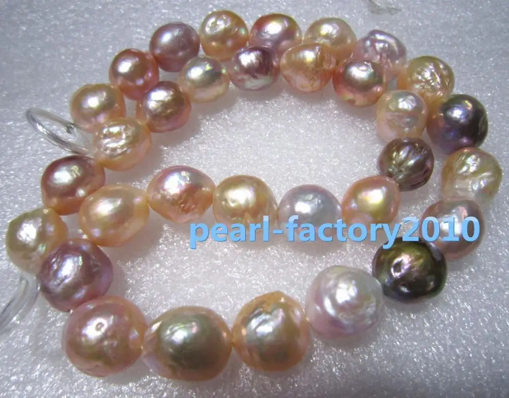 

19" gorgeous 18" 12-13MM SOUTH SEA NATURAL multicolor PEARL NECKLACE 14K CLASP (0926)