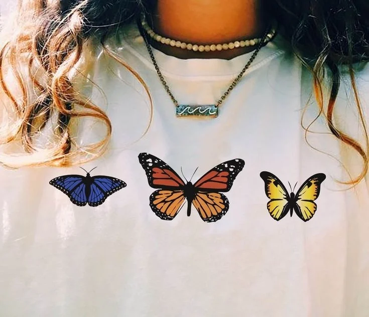 

Kuakuayu HJN Three Butterflies 3d Print Top Summer Fashion Unisex Tshirt