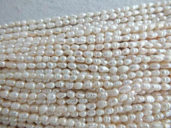 

3-4mm Freshwater Rice pearl in white (15inches) LK-2408