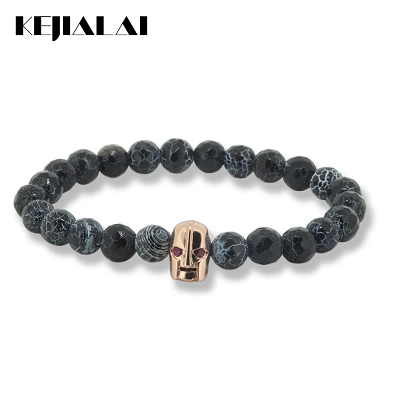 Kejialai Men Fashion Bracelet Women Helmet Spartan 2018 Kejialai Men Fashion Bracelet Women Helmet Spartan 2018 Trend Weathering Stone Beaded Uni Jewelry M L539 In Charm Bracelets From