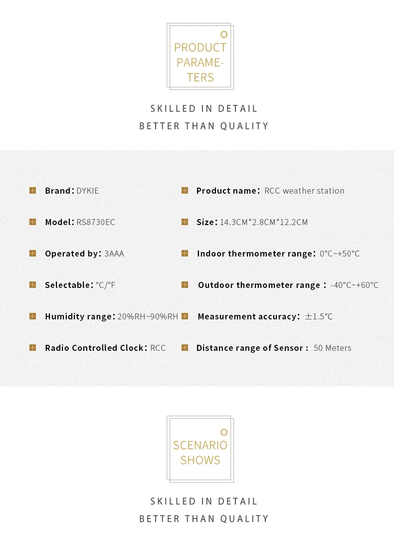 DYKIE RF RCC Беспроводная метеостанция цифровой Погодный протектор мультфифункциональные часы влажность подсветка 2 передатчика