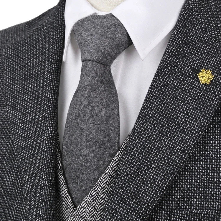Для мужчин s Галстуки одноцветное серый шерстяной галстук 7 см ручной работы изысканный костюм Подарок Для Бесплатная доставк