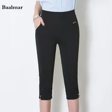 Baalmar Summer Women Pants Capris Plus Size Elastic Waist Skinny Casual Slim Pencil Pants 2017 Female Trousers Mom Pants