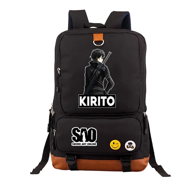 Us 26 58 5 Off Anime Sao Sword Art Online Kiria Kazuto Kirito Backpack Messenger Book Bag Mochila Laptop Student Travel S In