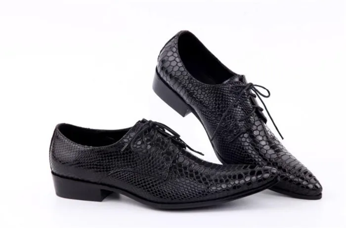 Новые стильные мужские туфли-оксфорды ручной работы из змеиной кожи с острым носком на шнуровке с тиснением под платье, мужские свадебные туфли