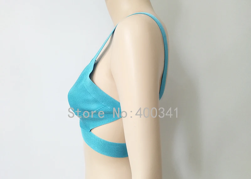 2019 new arrivals womens elastic bandage crop top spaghetti strap busty solid candy color v-neck hot sale  EV1529