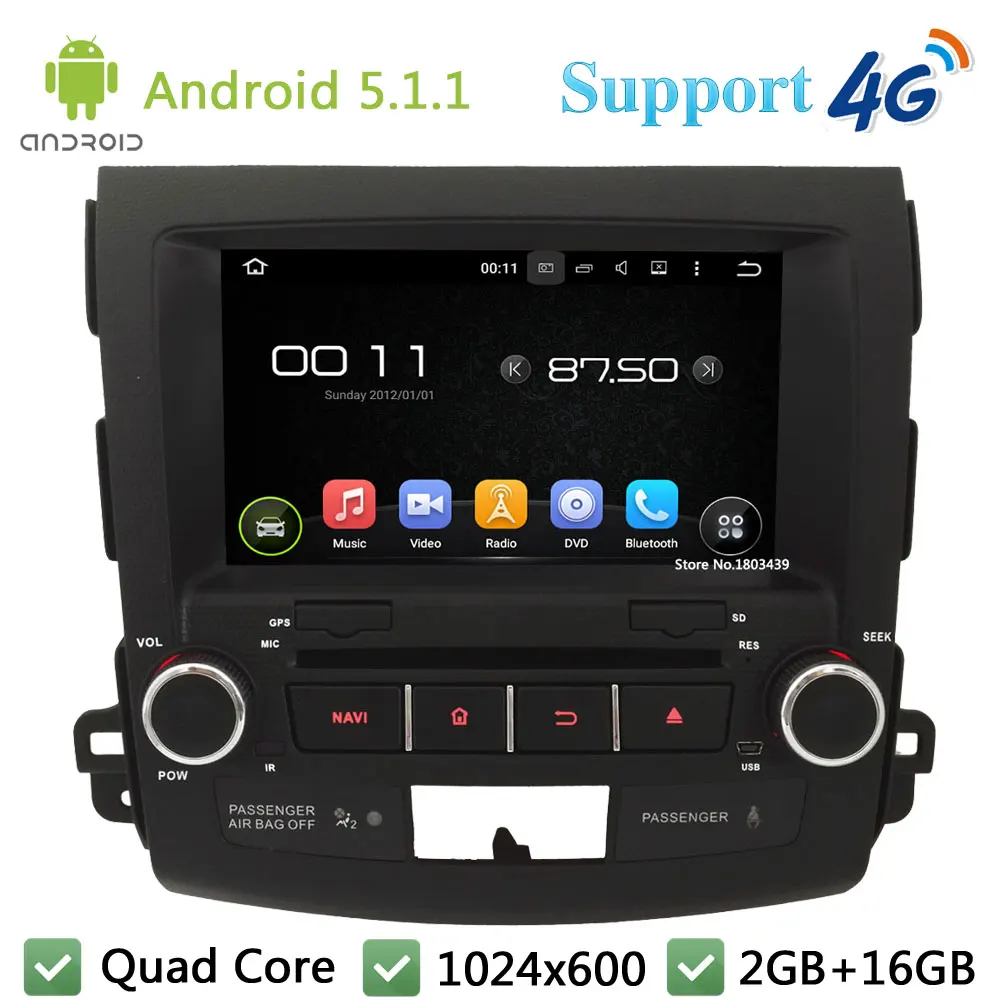 Quad Core 8 1024600 Android 511 Car DVD Player Radio Stereo BT FM DAB+ 3G4G WIFI GPS Map For Mitsubishi Outlander 2006-2012