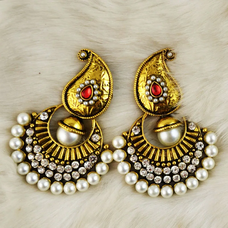 Золотые металлические индийские серьги Jhumki Jhumka с искусственным жемчугом, Болливуд, стразы, корейская мода, ювелирные изделия для невесты, свадьбы, вечеринки, клуба