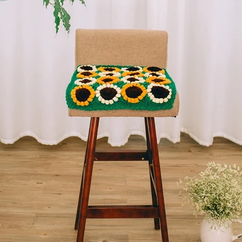 

Colorful Handmade hook sunflowers cotton Lace Chic square Crocheted Seat back Cushion / Many Uses mat Pads /Fashion Unique Gifts