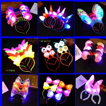 

Christmas Headbands Creative children's cartoon glowing hair band Christmas bow croissant croissant concert headband wholesale
