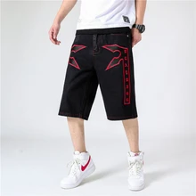 Большие размеры джинсовые шорты мужские мешковатые джинсы скейтборд до колена шорты вышивка Летние повседневные штаны J0217