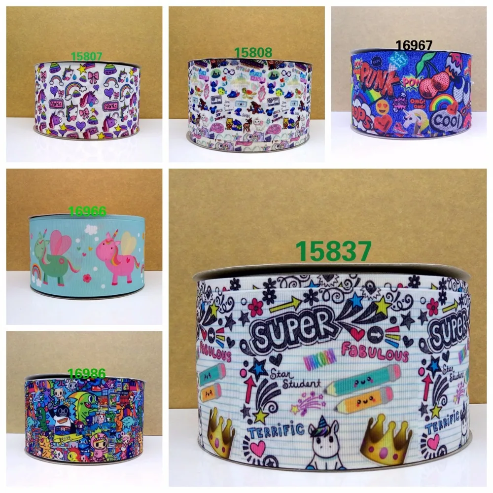 

Free shipping 50 yard per size unicorn ribbon printed grosgrain ribbon 16896